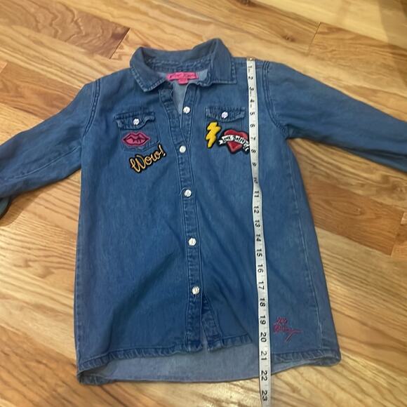 Betsey Johnson Denim Button Down Logo Shirt - Girls Size 10 - Picture 3 of 6